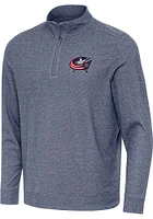 Antigua Columbus Blue Jackets Mens Grey Subtle Buffed Long Sleeve Qtr Zip Pullover