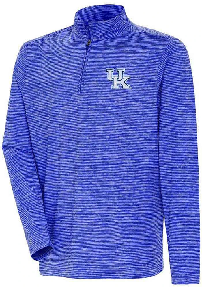 Antigua Kentucky Wildcats Mens Blue Determined Watercolor Long Sleeve Qtr Zip Pullover