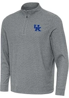 Antigua Kentucky Wildcats Mens Black Subtle Buffed Long Sleeve Qtr Zip Pullover