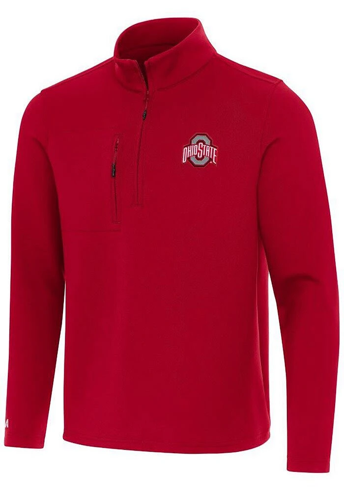 Antigua Ohio State Buckeyes Mens Insider Long Sleeve Qtr Zip Pullover