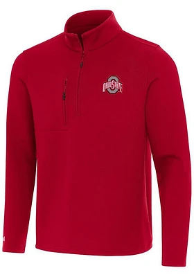 Antigua Ohio State Buckeyes Mens Red Insider Long Sleeve 1/4 Zip Pullover