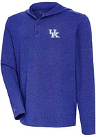 Antigua Kentucky Wildcats Mens Blue Dedicated Buffed Henley Fashion Hood