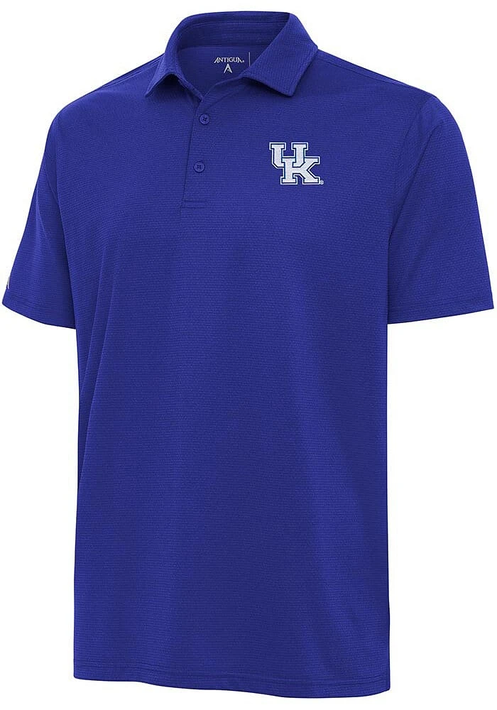 Antigua Kentucky Wildcats Mens Blue Valid Textured Short Sleeve Polo