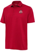 Antigua Ohio State Buckeyes Mens Red Valid Textured Short Sleeve Polo