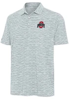 Antigua Ohio State Buckeyes Mens Grey Static Watercolor Short Sleeve Polo