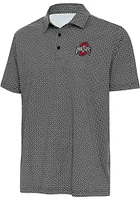 Antigua Ohio State Buckeyes Mens Black Tack Short Sleeve Polo