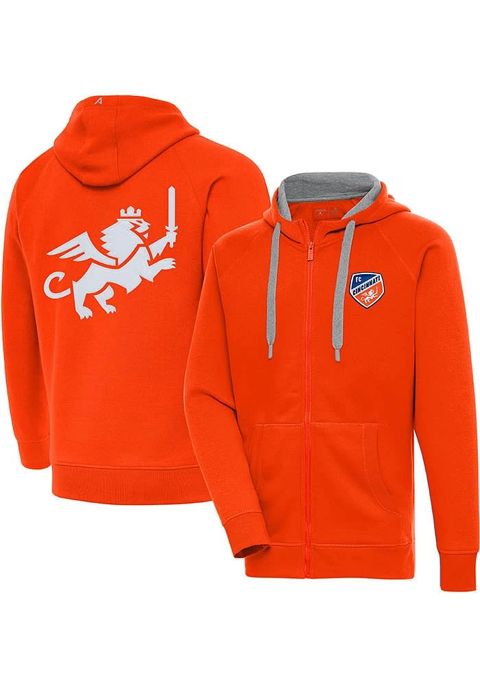 Antigua FC Cincinnati Mens Orange Victory Design Long Sleeve Full Zip Jacket