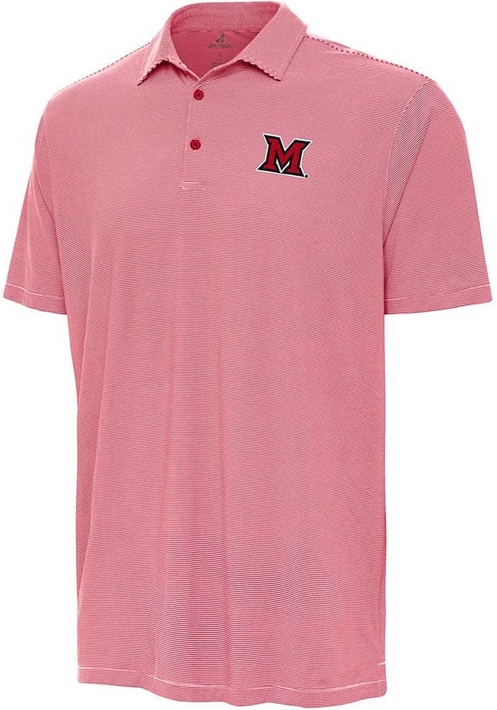 Antigua Miami RedHawks Mens Red Twine Short Sleeve Polo