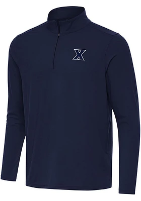 Antigua Xavier Musketeers Mens Navy Blue Intent Long Sleeve Qtr Zip Pullover