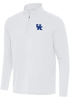 Antigua Kentucky Wildcats Mens White Intent Graphic Long Sleeve Qtr Zip Pullover