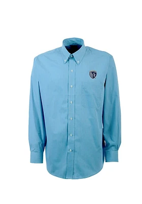 Antigua Sporting Kansas City Womens Focus Long Sleeve Light Blue Dress Shirt