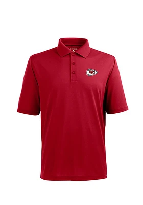 Antigua Kansas City Chiefs Mens Red Pique Short Sleeve Polo