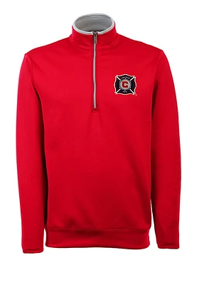 Antigua Chicago Fire Mens Red Leader Long Sleeve Qtr Zip Pullover