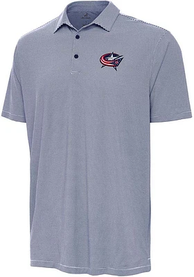 Antigua Columbus Blue Jackets Mens Navy Twine Short Sleeve Polo