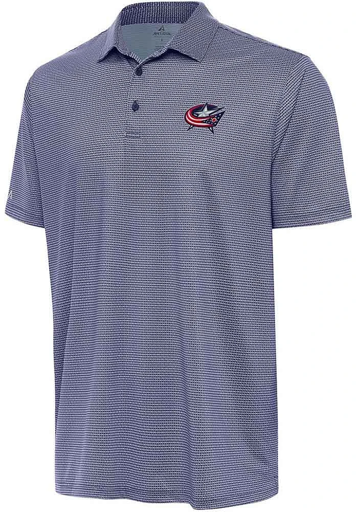 Antigua Columbus Blue Jackets Mens Navy Rings Short Sleeve Polo