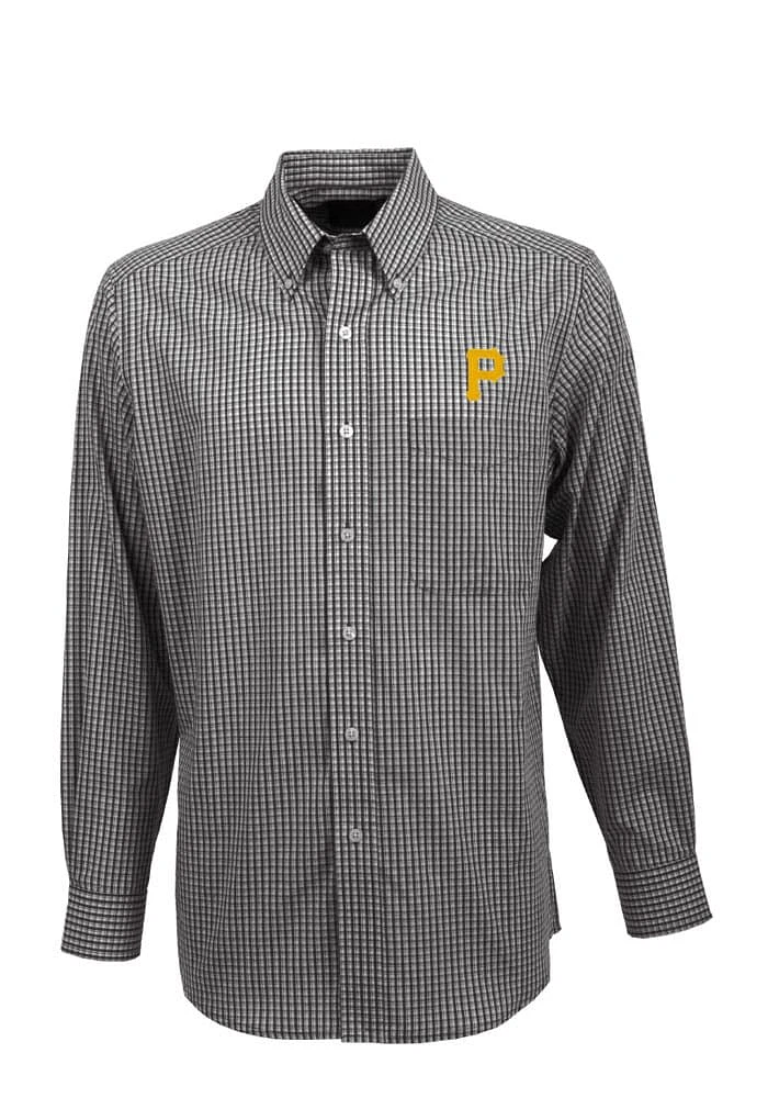 Antigua Pittsburgh Pirates Mens Black Associate Long Sleeve Dress Shirt