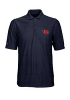 Antigua Dayton Flyers Mens Navy Blue Illusion Short Sleeve Polo