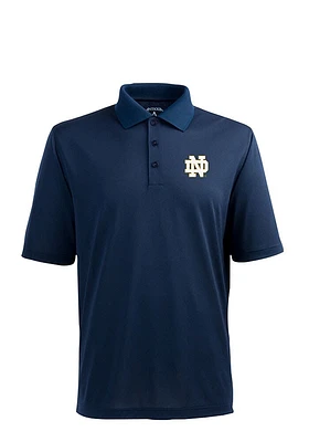 Antigua Notre Dame Fighting Irish Mens Navy Blue Pique Short Sleeve Polo