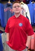 Antigua Philadelphia 76ers Mens Red Pique Short Sleeve Polo