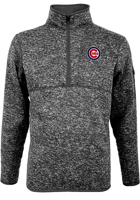 Antigua Chicago Cubs Mens Grey Fortune Long Sleeve Qtr Zip Pullover