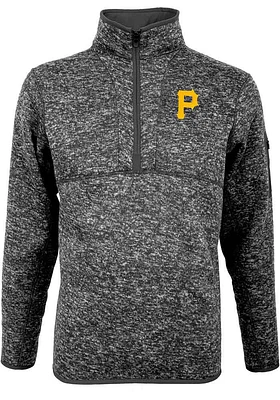 Antigua Pittsburgh Pirates Mens Grey Fortune Long Sleeve Qtr Zip Pullover