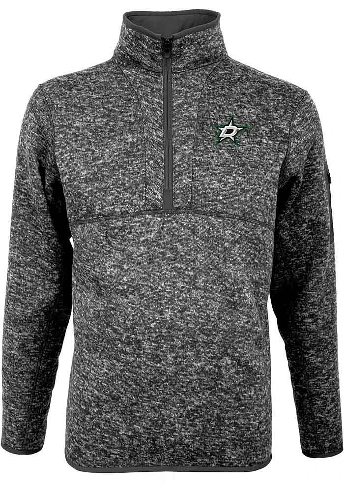 Antigua Dallas Stars Mens Grey Fortune Long Sleeve Qtr Zip Pullover