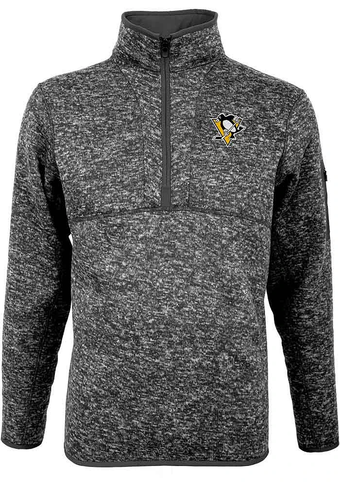 Antigua Pittsburgh Penguins Mens Grey Fortune Long Sleeve Qtr Zip Pullover