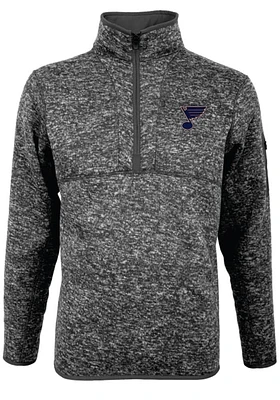 Antigua St Louis Blues Mens Grey Fortune Long Sleeve Qtr Zip Pullover