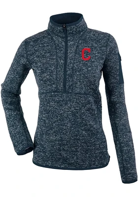 Antigua Cleveland Guardians Womens Navy Blue Fortune Qtr Zip