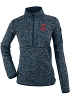 Antigua Cleveland Guardians Womens Navy Blue Fortune Qtr Zip