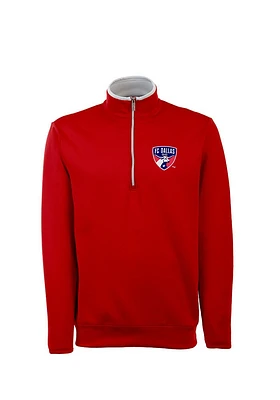 Antigua FC Dallas Mens Red Leader Long Sleeve Qtr Zip Pullover