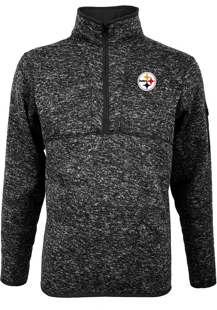Antigua Pittsburgh Steelers Mens Black Fortune Long Sleeve Qtr Zip Pullover