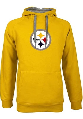 Antigua Pittsburgh Steelers Mens Gold Victory Logo Long Sleeve Hoodie