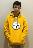 Antigua Pittsburgh Steelers Mens Gold Victory Logo Long Sleeve Hoodie