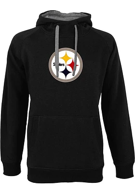 Antigua Pittsburgh Steelers Mens Black Victory Logo Long Sleeve Hoodie