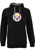 Antigua Pittsburgh Steelers Mens Black Victory Logo Long Sleeve Hoodie
