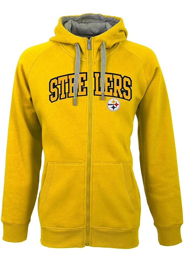Antigua Pittsburgh Steelers Mens Gold Victory Wordmark Long Sleeve Full Zip Jacket