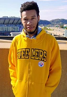 Antigua Pittsburgh Steelers Mens Gold Victory Wordmark Long Sleeve Full Zip Jacket