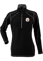 Antigua Pittsburgh Steelers Womens Black Tempo Style Qtr Zip Pullover