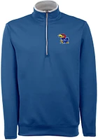 Antigua Kansas Jayhawks Mens Blue Leader Long Sleeve Qtr Zip Pullover