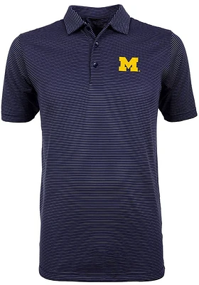 Antigua Michigan Wolverines Mens Blue Quest Short Sleeve Polo