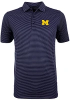 Antigua Michigan Wolverines Mens Blue Quest Short Sleeve Polo