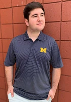 Antigua Michigan Wolverines Mens Blue Quest Short Sleeve Polo
