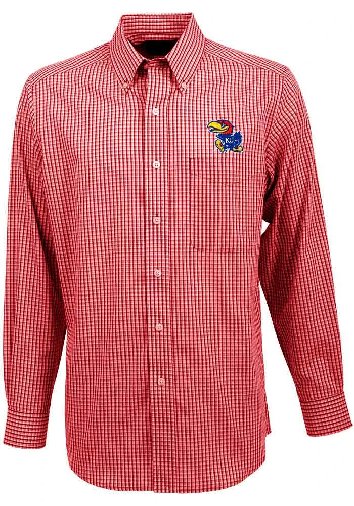 Antigua Kansas Jayhawks Mens Red Associate Long Sleeve Dress Shirt