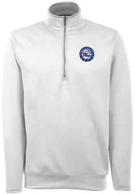 Antigua Philadelphia 76ers Mens White Leader Long Sleeve Qtr Zip Pullover