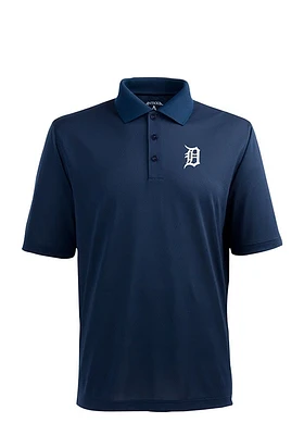 Antigua Detroit Tigers Mens Navy Blue Xtra-Lite Short Sleeve Polo