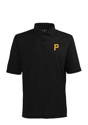 Antigua Pittsburgh Pirates Mens Black Xtra-Lite Short Sleeve Polo