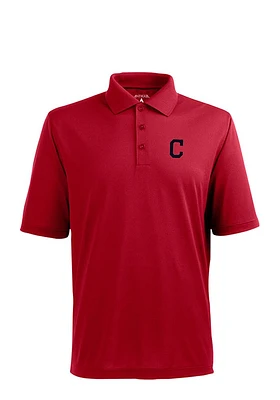Antigua Cleveland Guardians Mens Red Xtra-Lite Short Sleeve Polo