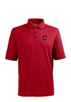 Antigua Cleveland Guardians Mens Red Xtra-Lite Short Sleeve Polo