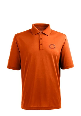 Antigua Chicago Bears Mens Orange Pique Short Sleeve Polo